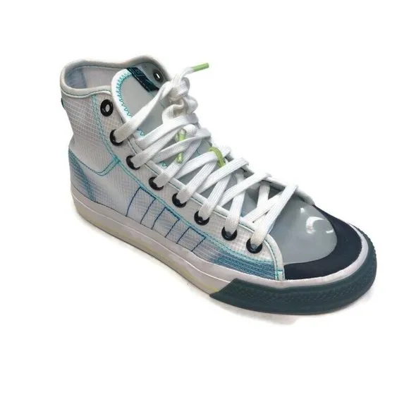Adidas Originals Mens Size 8.5 Nizza Hi RF Casual Sneakers White Blue FY3093