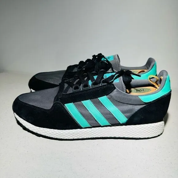 adidas Originals Retro Forest Grove Mens 12 M Black Green Running Shoe Sneakers