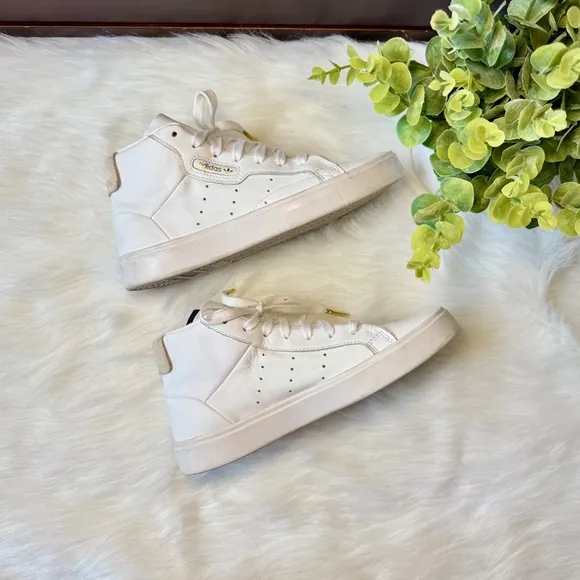 Adidas Originals Sleek Mid Top Casual Leather Sneakers Size 5.5