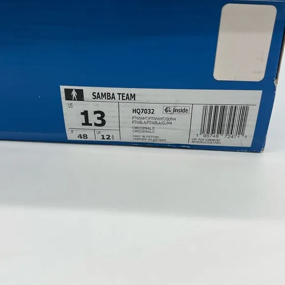 Adidas Samba Men’s 13 Real Madrid Team Logo White Retro Trainers Sneakers Shoes.