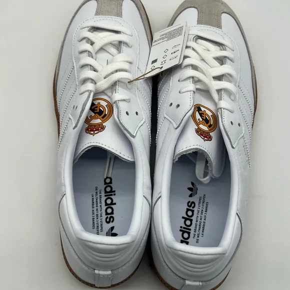 Adidas Samba Men’s 13 Real Madrid Team Logo White Retro Trainers Sneakers Shoes.