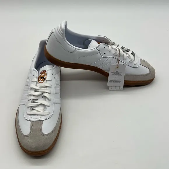 Adidas Samba Men’s 13 Real Madrid Team Logo White Retro Trainers Sneakers Shoes.