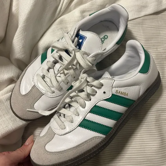 Adidas Samba White and Green Sneakers