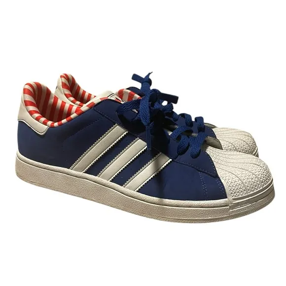 Adidas Superstar Blue Suede Ortholite Sneakers Mens 7 Retro Y2K EUC Hip Hop