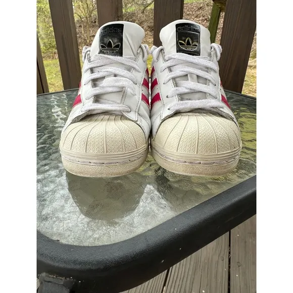 Adidas Superstar Sneakers Pink Stripes Casual Shoes Women's Size 5.5