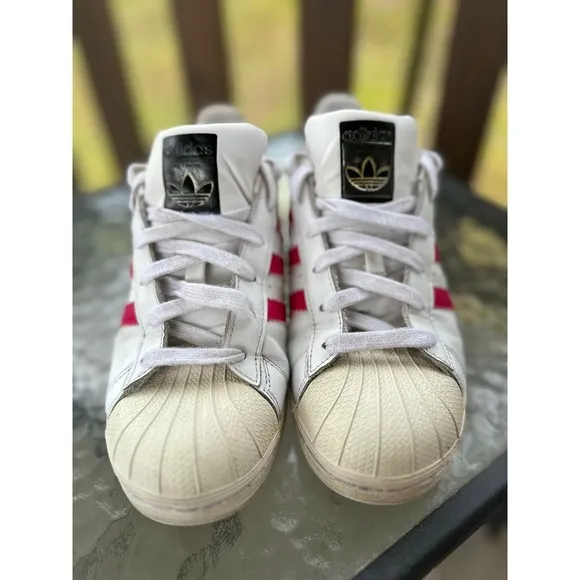 Adidas Superstar Sneakers Pink Stripes Casual Shoes Women's Size 5.5
