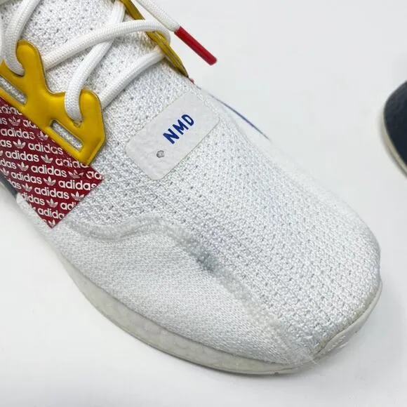 Adidas White/Multicolor NMD R1 V2 Logo Print Casual Sneakers Men's Sz 12 Lace Up