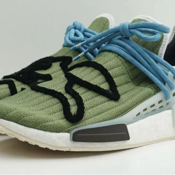 Adidas NMD HU Pharrell BBC Men’s Size 8-8.5 Running Shoe Green White Sneaker