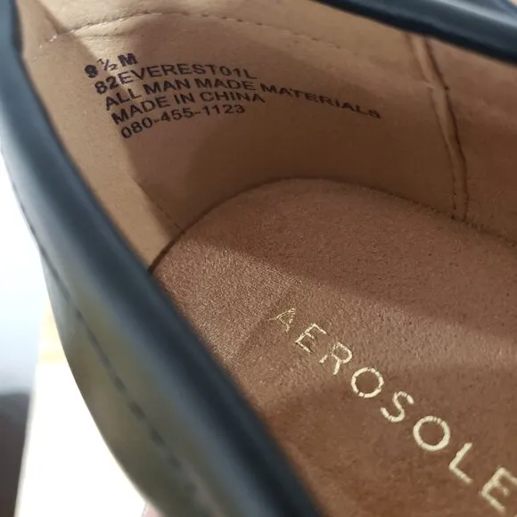 Aerosoles Everest Loafers Size 9.5 black Almond Toe Slip on Shoes Classy Casual