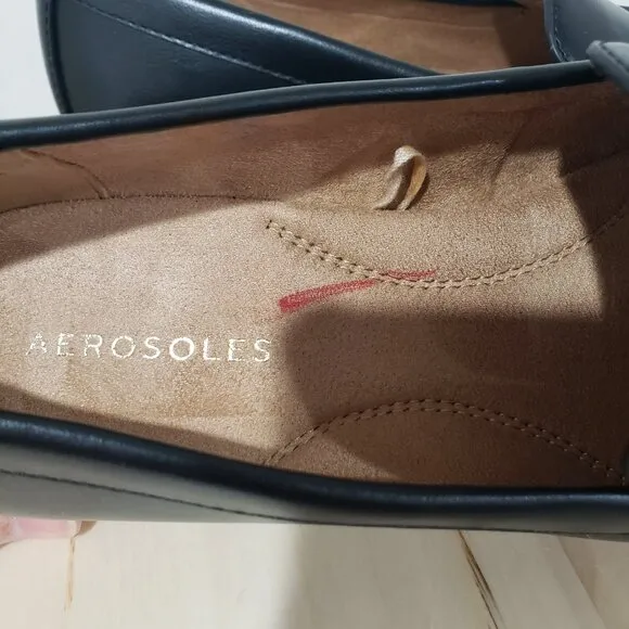 Aerosoles Everest Loafers Size 9.5 black Almond Toe Slip on Shoes Classy Casual