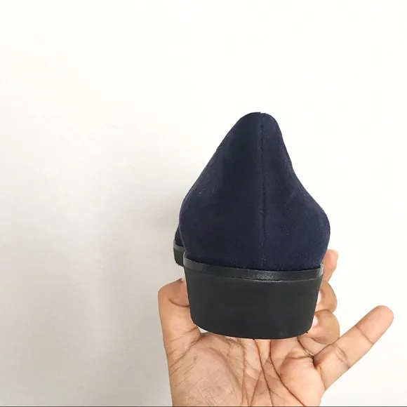 AEROSOLES Sideways Navy Blue Suede Wedge Loafers