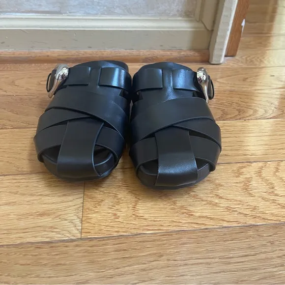 Aerosoles Women's Liberty Mule fisherman sandals black genuine leather Sz 7.5