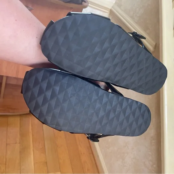 Aerosoles Women's Liberty Mule fisherman sandals black genuine leather Sz 7.5