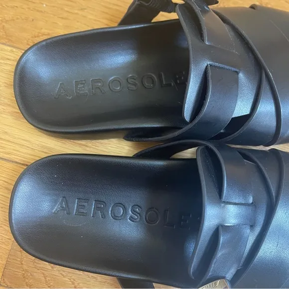 Aerosoles Women's Liberty Mule fisherman sandals black genuine leather Sz 7.5