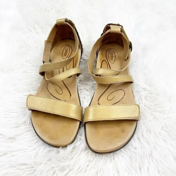 Aetrex Brenda Beaded Metallic Adjustable Cross Cross Sandals