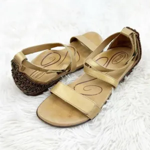 Aetrex Brenda Beaded Metallic Adjustable Cross Cross Sandals