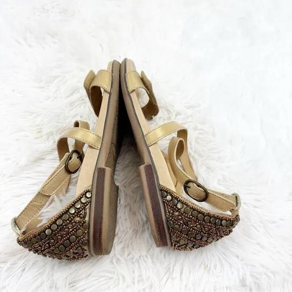 Aetrex Brenda Beaded Metallic Adjustable Cross Cross Sandals
