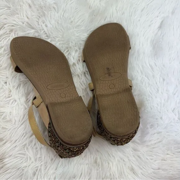 Aetrex Brenda Beaded Metallic Adjustable Cross Cross Sandals