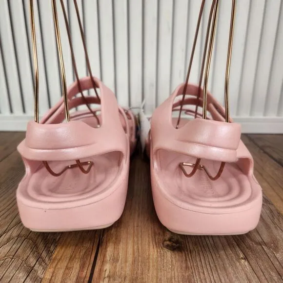 Aetrex Jillian Sport Blush Sandals Womens Sz 11 Pink Strappy Ankle Arch Support