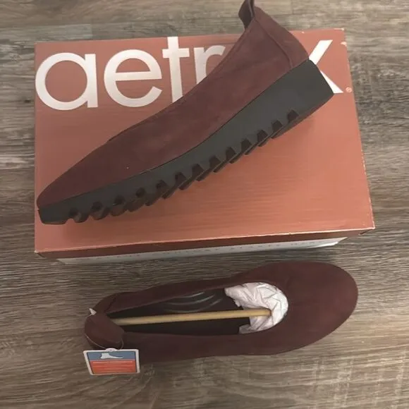 Aetrex Women's Brianna Ballet Flat Loafers Burgundy BW109 Size US 9-9.5