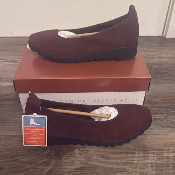 Aetrex Women's Brianna Ballet Flat Loafers Burgundy BW109 Size US 9-9.5