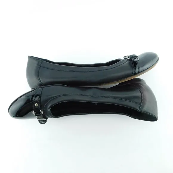 AGL ATTILIO GIUSTI LEOMBRUNI Black Cap Toe Leather Ballet Flats 40.5