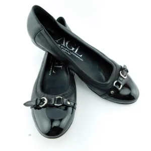 AGL ATTILIO GIUSTI LEOMBRUNI Black Cap Toe Leather Ballet Flats 40.5