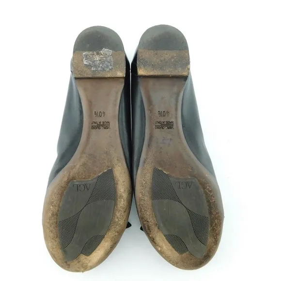 AGL ATTILIO GIUSTI LEOMBRUNI Black Cap Toe Leather Ballet Flats 40.5