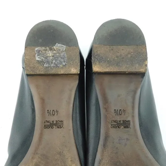 AGL ATTILIO GIUSTI LEOMBRUNI Black Cap Toe Leather Ballet Flats 40.5