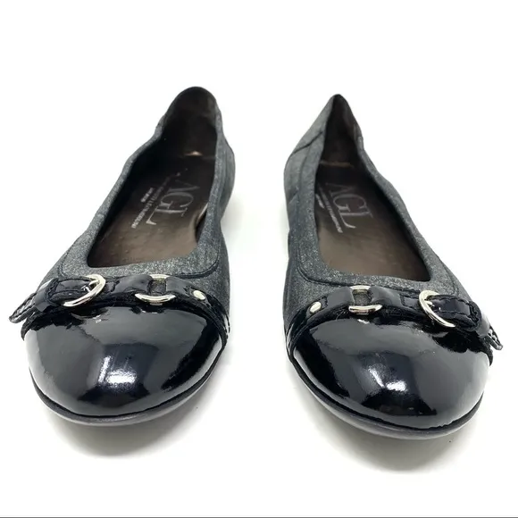 AGL metallic cap toe ballet flats 558034