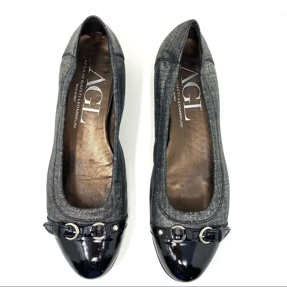 AGL metallic cap toe ballet flats 558034