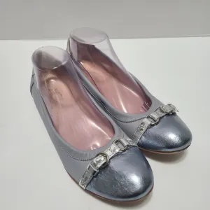 AGL Monika Leather‎ Taupe Metallic Neutral Ballet  Grey Flats 10.5