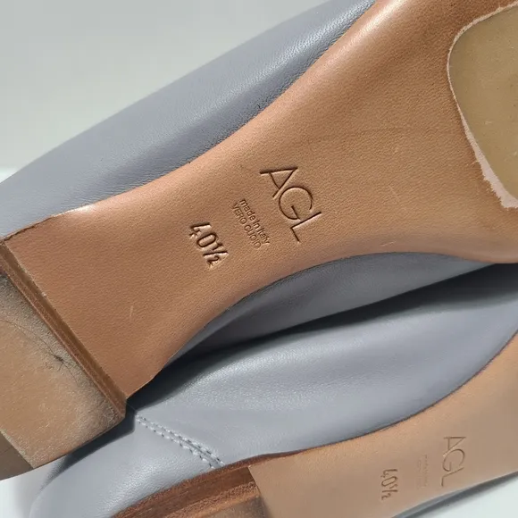 AGL Monika Leather‎ Taupe Metallic Neutral Ballet  Grey Flats 10.5