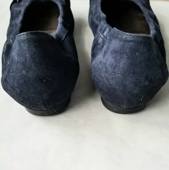 AGL navy black patent toe cap ballet flats