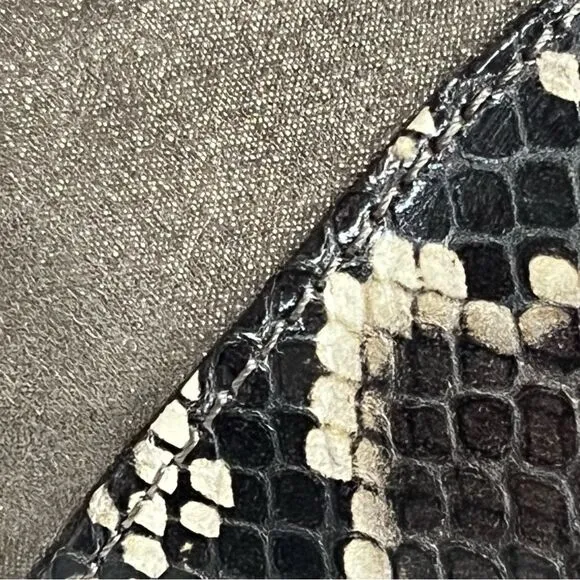 AGL Shimmer Taupe Leather Ballet Flats with Snake Print Cap 39