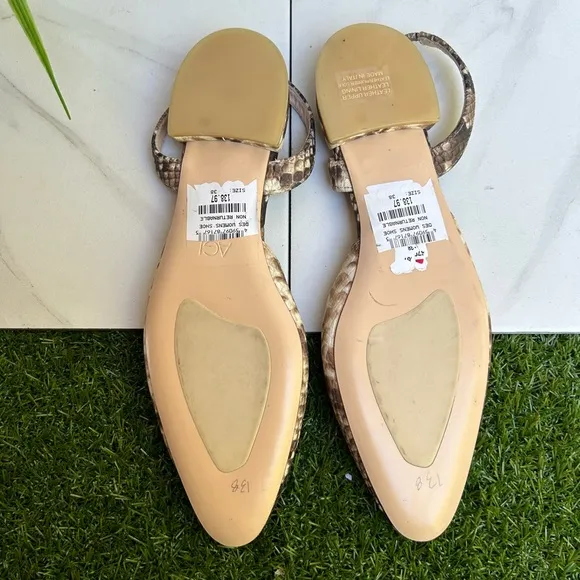 AGL snake print leather slingback flat shoes size 38 / 8 US