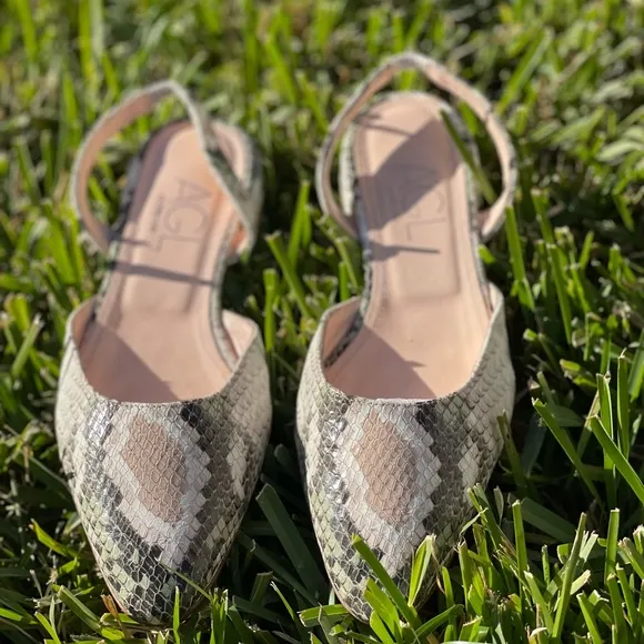 AGL snake print leather slingback flat shoes size 38 / 8 US