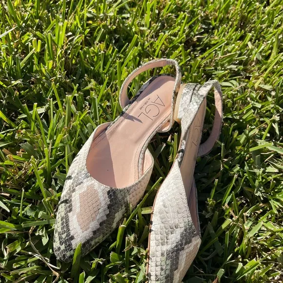 AGL snake print leather slingback flat shoes size 38 / 8 US
