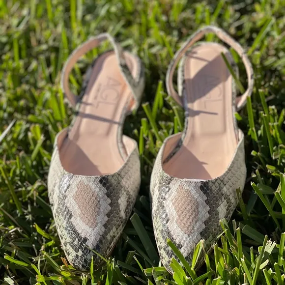 AGL snake print leather slingback flat shoes size 38 / 8 US