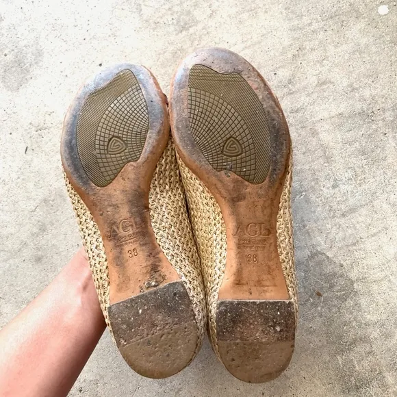 AGL Straw Slip-on Ballet Flats Loafers Shoes