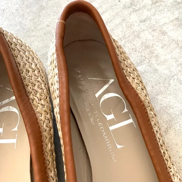 AGL Straw Slip-on Ballet Flats Loafers Shoes