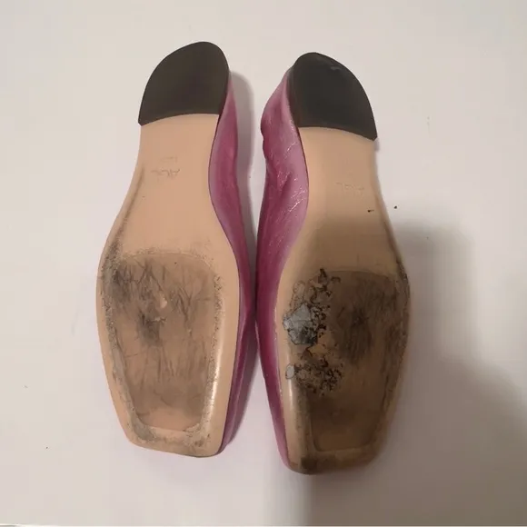 AGL Womens Rina Leather Metallic Pink Italy Ballet Square Toe Penny Loafer Sz 38