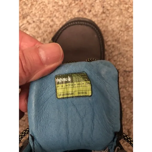 AHNU HIKING BOOTS WATERPROOF LACE UP SIZE 6 Gray Blue Very Good Cond.
