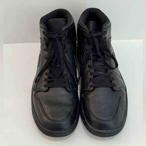 Air Jordan 1 Mid &quot;TRIPLE BLACK&quot; 554724 093 Men’s Sneakers -10.5