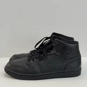 Air Jordan 1 Mid &quot;TRIPLE BLACK&quot; 554724 093 Men’s Sneakers -10.5