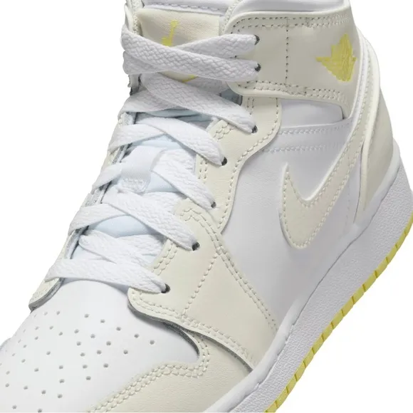 Air Jordan 1 Mid GS 'Sail Light Laser yellow