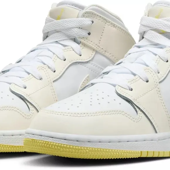 Air Jordan 1 Mid GS 'Sail Light Laser yellow