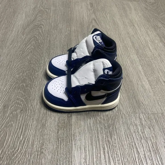 Air Jordan 1 Retro Hi OG Midnight Navy TD Boys Shoe Size 3c Blue FD1413-401
