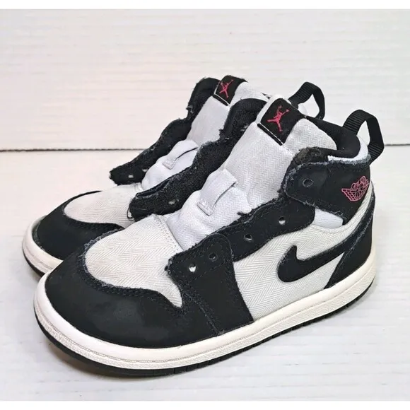 Air Jordan 1 Retro High Pure Platinum Black White 8C 705324-015 Toddler Sneakers