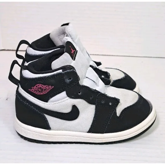 Air Jordan 1 Retro High Pure Platinum Black White 8C 705324-015 Toddler Sneakers